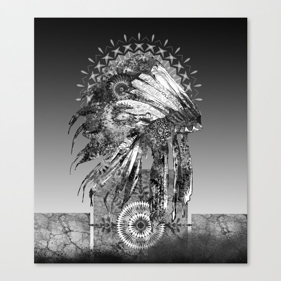 black and white mandala headdress Canvas Print