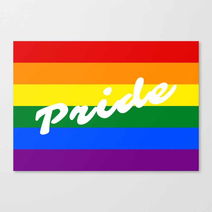 LGBT Gay Pride Typography Rainbow Flag Canvas Print by LGBTLove