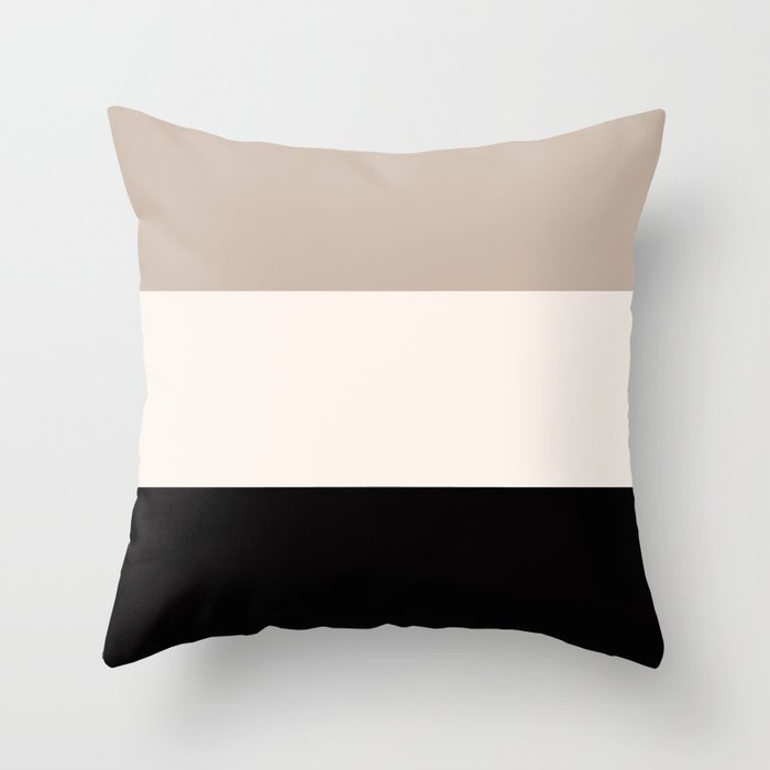 black tan cream bold stripes Throw Pillow