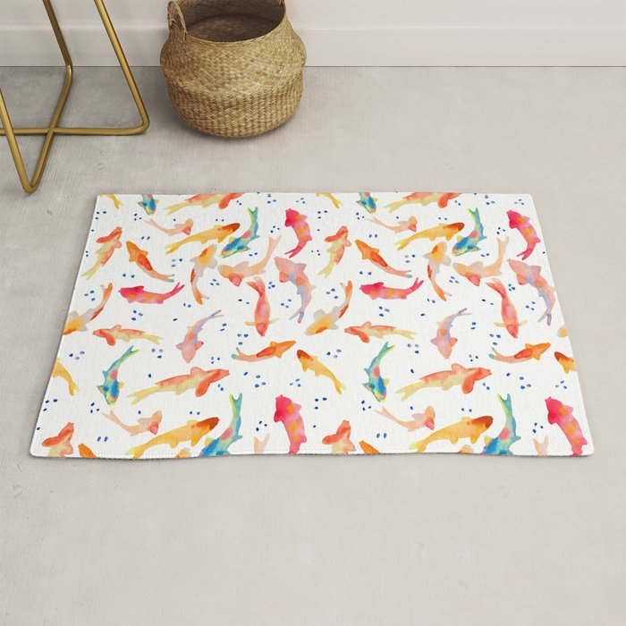Watercolored Koi Pond Rug by Limezinnias Design Society6