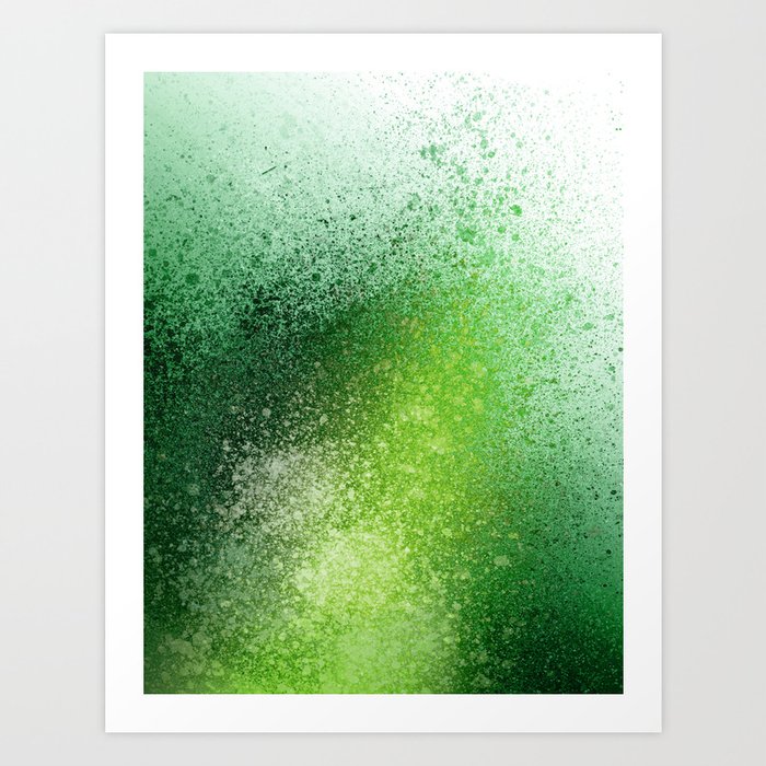 Blends of Emerald Green Paint Splatter Art Print