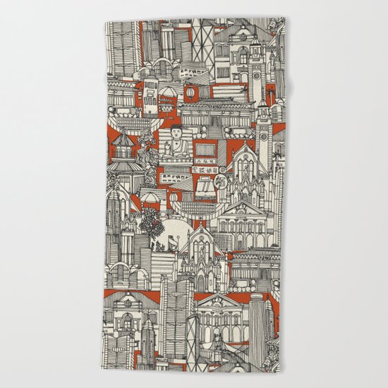 Hong Kong toile de jouy Beach Towel