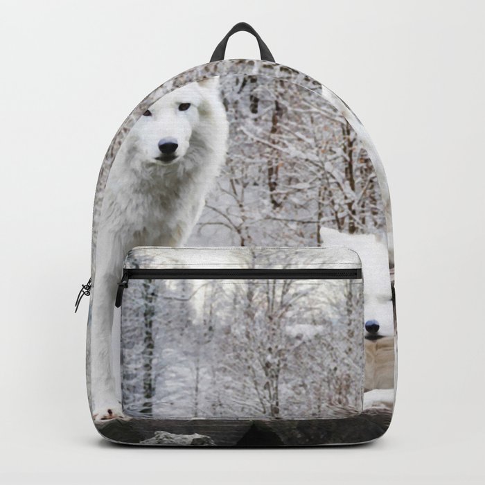 Arctic Wolves White Wolf Winter Forest 13 Backpack