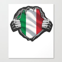 Italian Flag under ripped shirt  Canvas Print