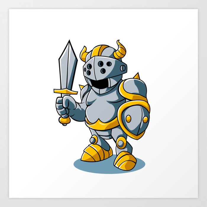 Cartoon Knight With Swords Shield Helmet Army Uniform Art Print By Marios Society6 Knights templar helmet and shield. cartoon knight with swords shield helmet army uniform art print by marios