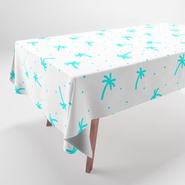 Aqua Blue Doodle Palm Tree Pattern Tablecloth