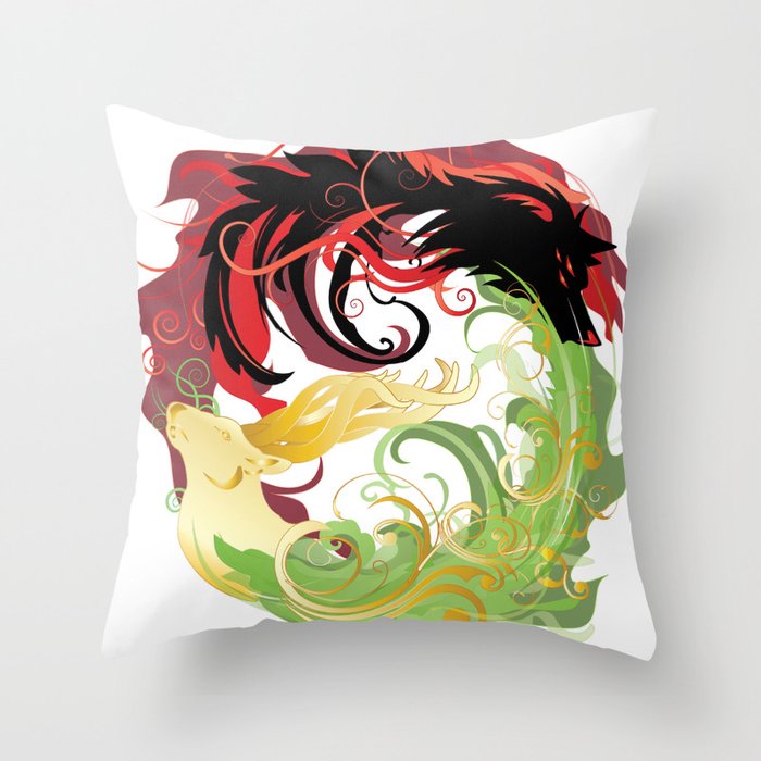 The Wolf and the Halla Throw Pillow