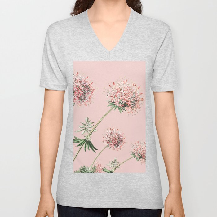 Rose caucasian crosswort flower V Neck T Shirt