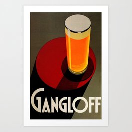 Vintage Red Gangloff Beer Tall Glass Light Ale Lager Pilsen Poster Advertising Art Print