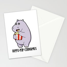 Hippo-pop-cornamus Funny Hippo Pun Stationery Card