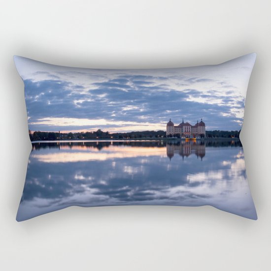 Fairy tale Castle - Fairytale Landscape Lake reflection blue hour on #Society6 Rectangular Pillow