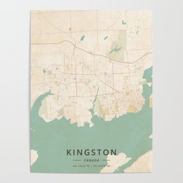 Kingston, Canada - Vintage Map Poster