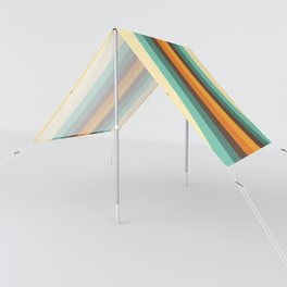 Colorful 70s Retro Style Abstract Rainbow in Teal, Brown, Orange and Yellow Sun Shade