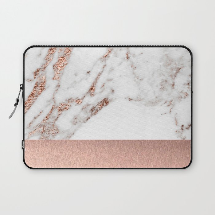 Rose gold marble and foil Laptop Sleeve