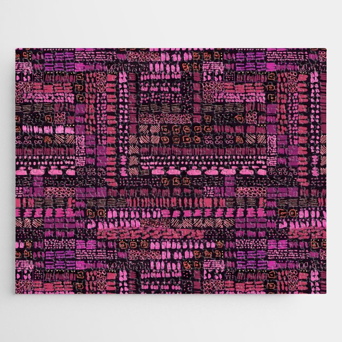 pink and black ink marks hand-drawn collection Jigsaw Puzzle
