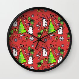 Colourful Xmas Wall Clock | Classic, Art, Trendy, Red, Pattern, Demanding, Santa, Vibrant, Cute, Calm 