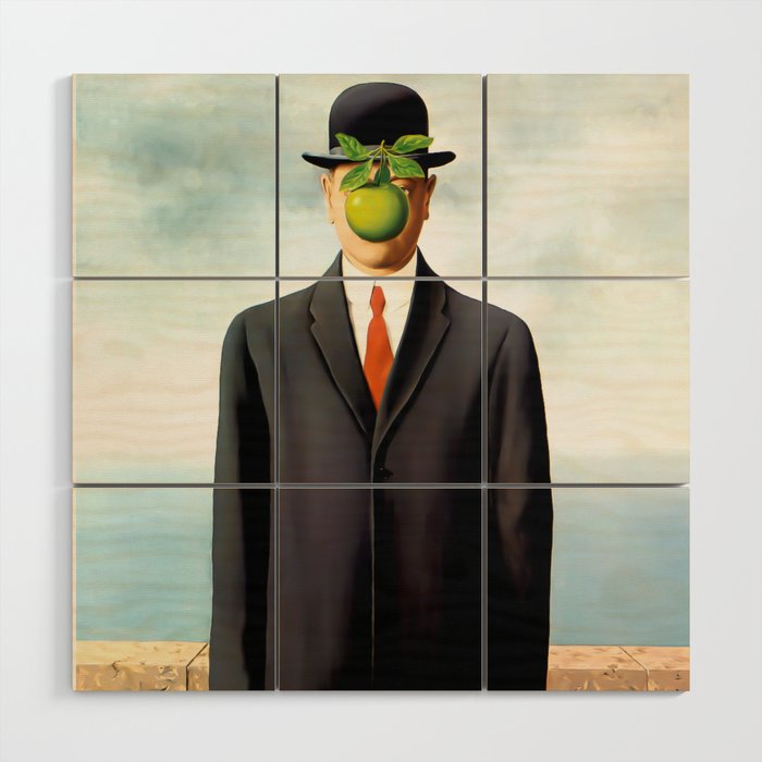 Rene Magritte The Son of Man, 1964 Artwork, Tshirts, Posters, Prints, Bags, Men, Women, Youth Wood Wall Art
