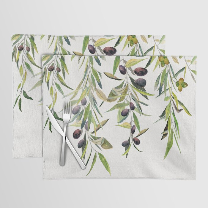 Olive Branch Watercolor  Placemat