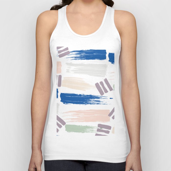 Abstract coral navy blue mint green acrylic brushstrokes Tank Top