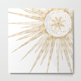 Elegant Gold Doodles Sun Moon Mandala Design Metal Print | Design, Shapes, Chevron, Diamond, Golddoodles, Goldsun, Drawing, Leavesdoodles, Moonmandala, Geometricpattern 