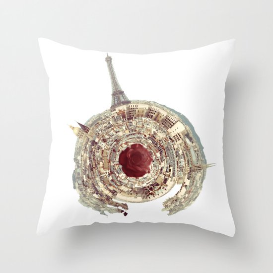 around Paris with Rose Throw Pillow