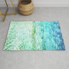 bright blue green ombre fluff gradient Area & Throw Rug
