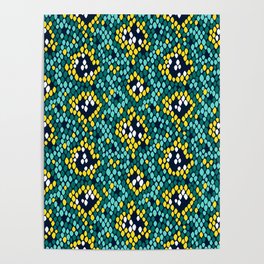 Snakeskin Pattern (Yellow and Teal) Poster