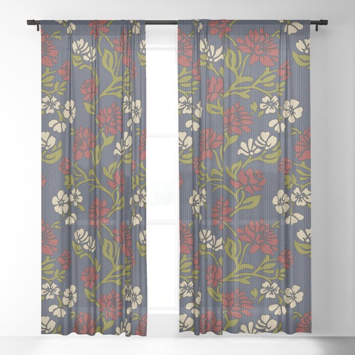 Vintage Style Victorian Floral Upholstery Fabric Sheer Curtain By