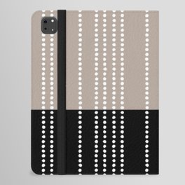 Ethnic Spotted Stripes, Mocha, Black, White iPad Folio Case