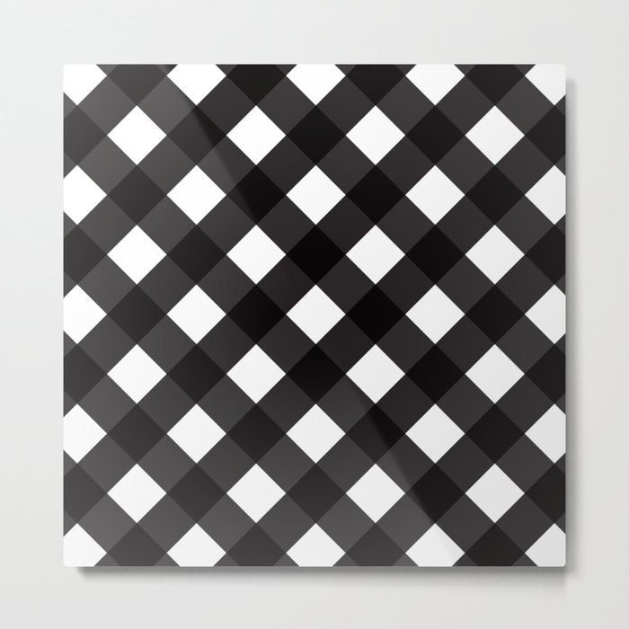 Contemporary Black & White Tilt Gingham Pattern - Mix & Match With Simplicty Of Life Metal Print