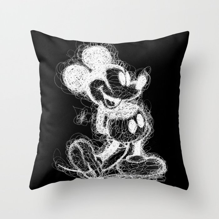 Mickey Mouse Inverted Scribble Throw Pillow By Patriciapedroso