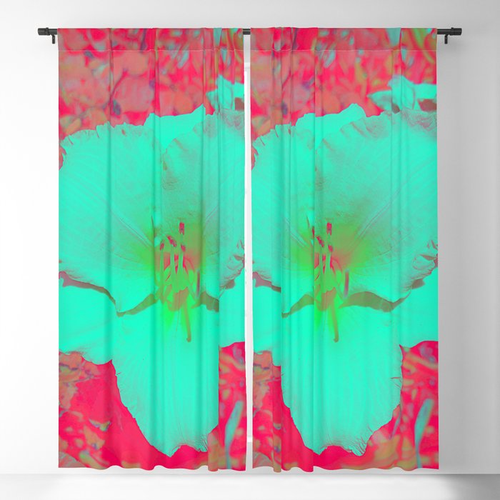 Mint Hibiscus Flower Blackout Curtain