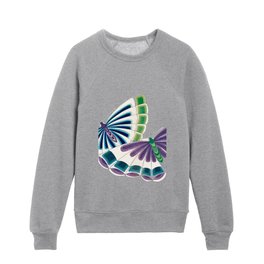 Vintage Watercolor Butterfly Japanese Painting Kids Crewneck