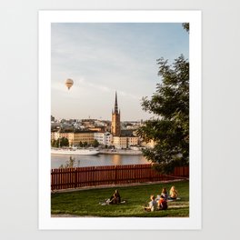 Summer evening in Stockholm, Sweden - cityscape travel photograpy wall art print Art Print