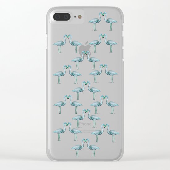 flamingo heart pattern Clear iPhone Case