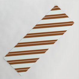 [ Thumbnail: Brown and Mint Cream Colored Lines Pattern Yoga Mat ]