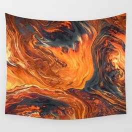 Orange - pouring art Wall Tapestry