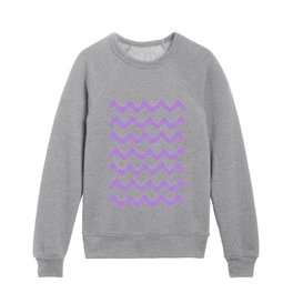 Hand-Drawn Chevron (Lavender & White Pattern) Kids Crewneck