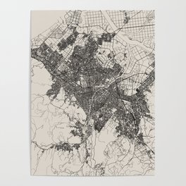 Sapporo - Japanese City Map - Black and White Poster
