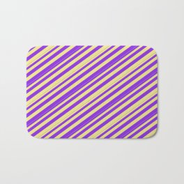[ Thumbnail: Tan & Purple Colored Pattern of Stripes Bath Mat ]