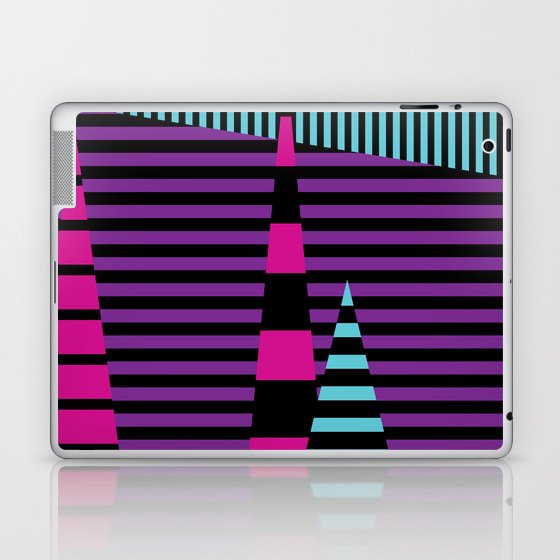 Stripes on Stripes - Pink, Purple, Blue and Black Laptop & iPad Skin