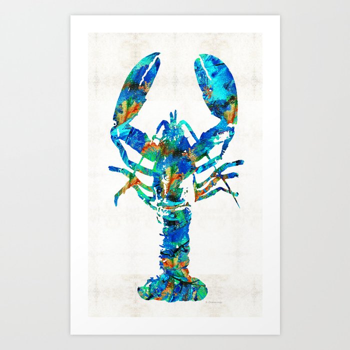 Blue Lobster Art by Sharon Cummings Art Print