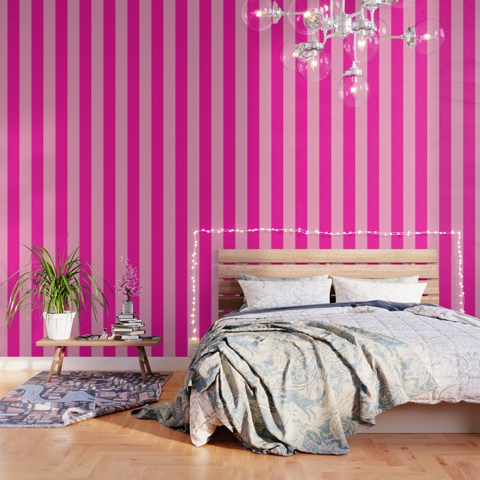 Pink Stripes Preppy Modern Wallpaper