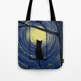 starry cat night Tote Bag