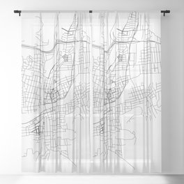 Binghamton New York Minimalist Map Sheer Curtain