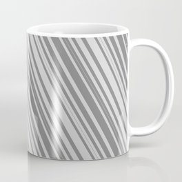 [ Thumbnail: Grey & Light Gray Colored Stripes/Lines Pattern Coffee Mug ]