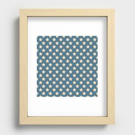 Blue And White Vintage Stars Pattern Recessed Framed Print