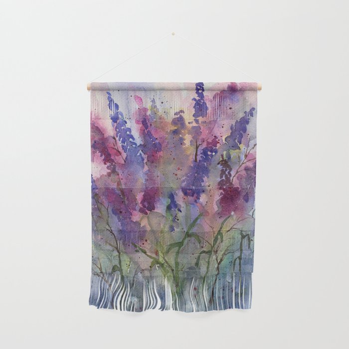 Delphinium Blues, from my original watercolor Wall Hanging