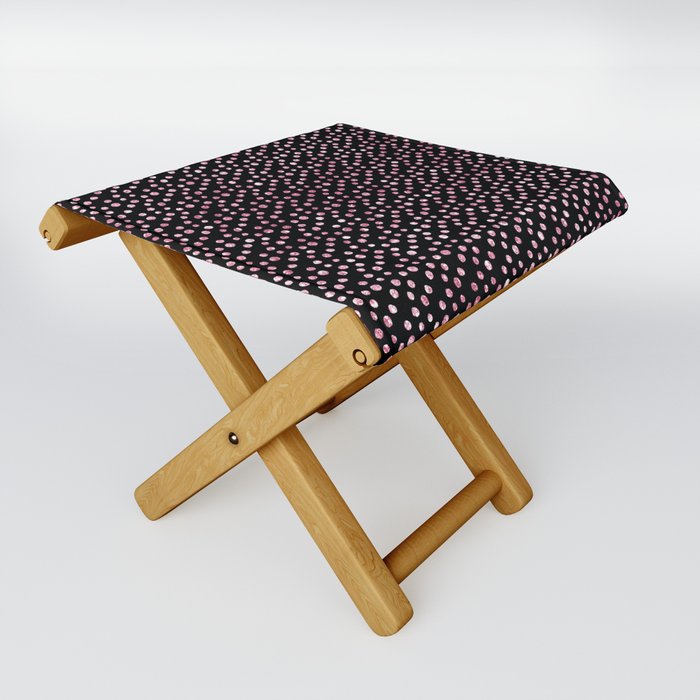 Black Pink Spots Pattern Folding Stool