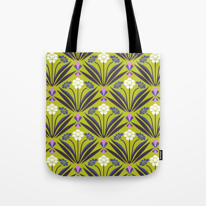 Art deco floral pattern in yellow Tote Bag